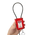 Kłódka kablowa LOTO  z szeklą 80cm, Ø3mm/Ø4mm ze stali nierdzewnej powlekanej PVC BD-LG80