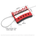 Blokada kablowa LOTO linka stalowa izolowana - BD-L02 na 5 kłódek - obrazek 4